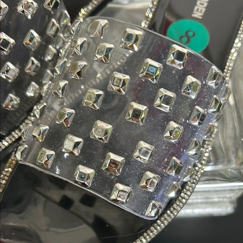 Steve Madden‎ New Black and Silver Slide Sandals